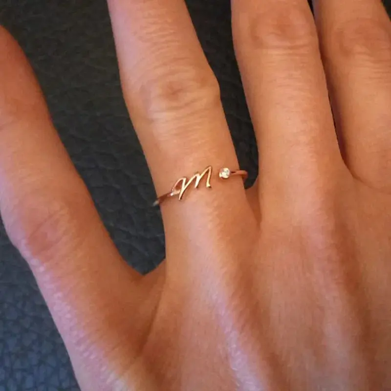 Luxe Initial Adjustable Ring – Personalized Gold Elegance