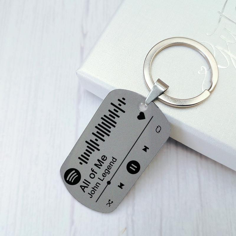 Personalised Scannable SPOTIFY Engraved Keyring - Gifts for Him Her - Valentine's Day Anniversary Birthday Christmas Presents Memory Song 3