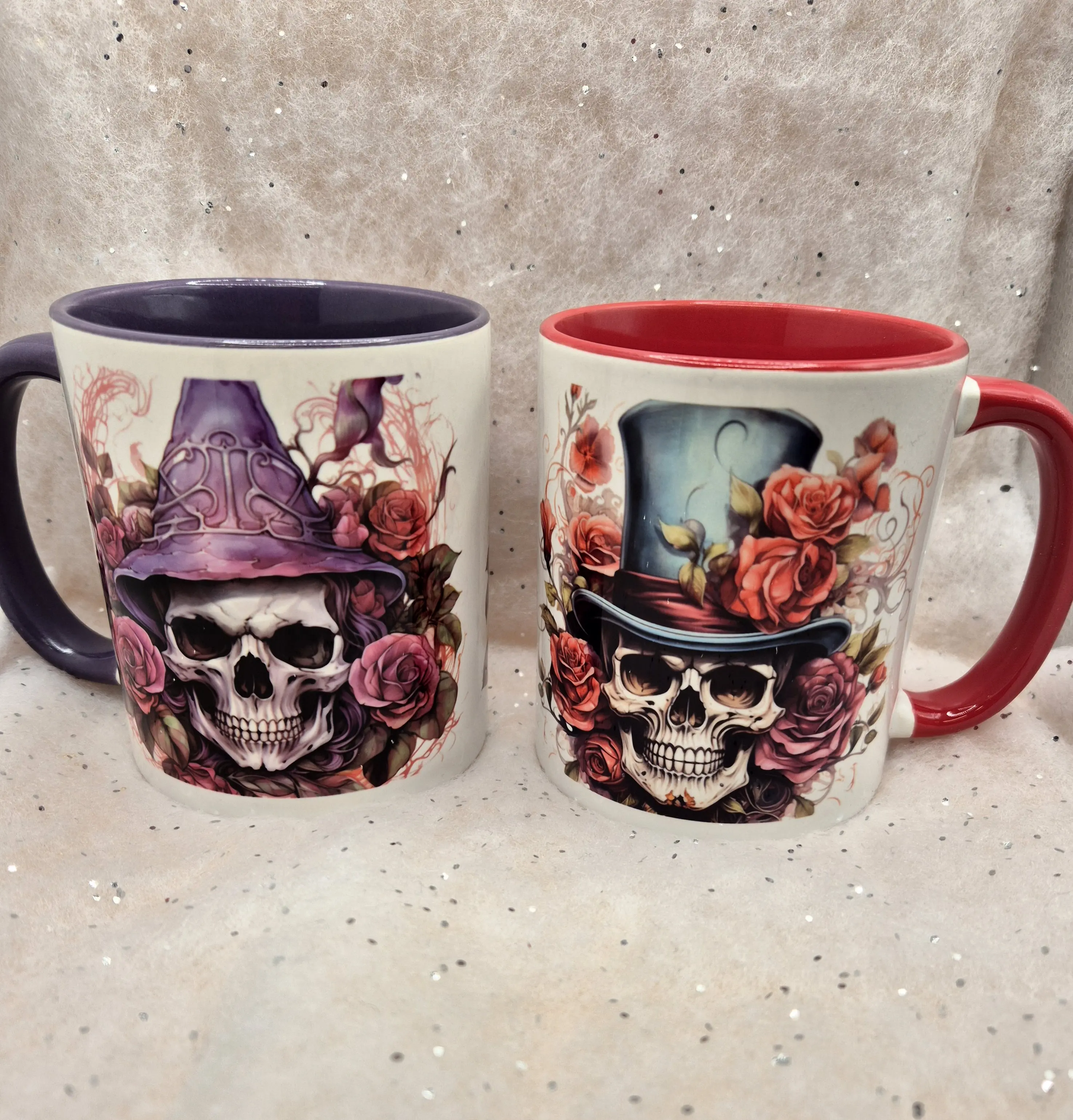 Skull with Hat Mug , steampunk style, choice of 2 Cup Drinkware