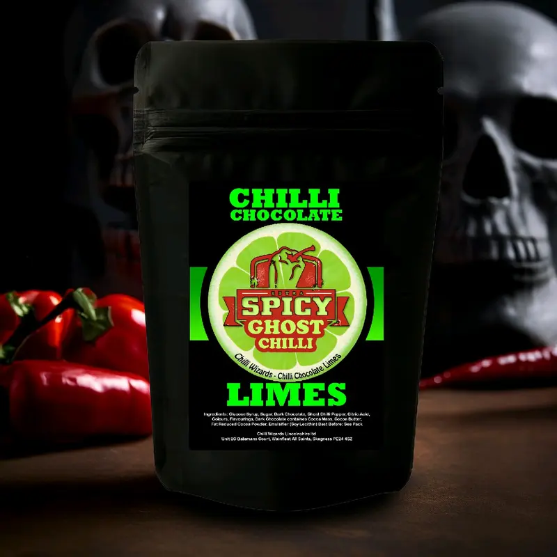 Ghost Pepper Chilli Chocolate Limes Medium Heat with chilli chocolate centre 100g Snack Shell Bite Crispy 2