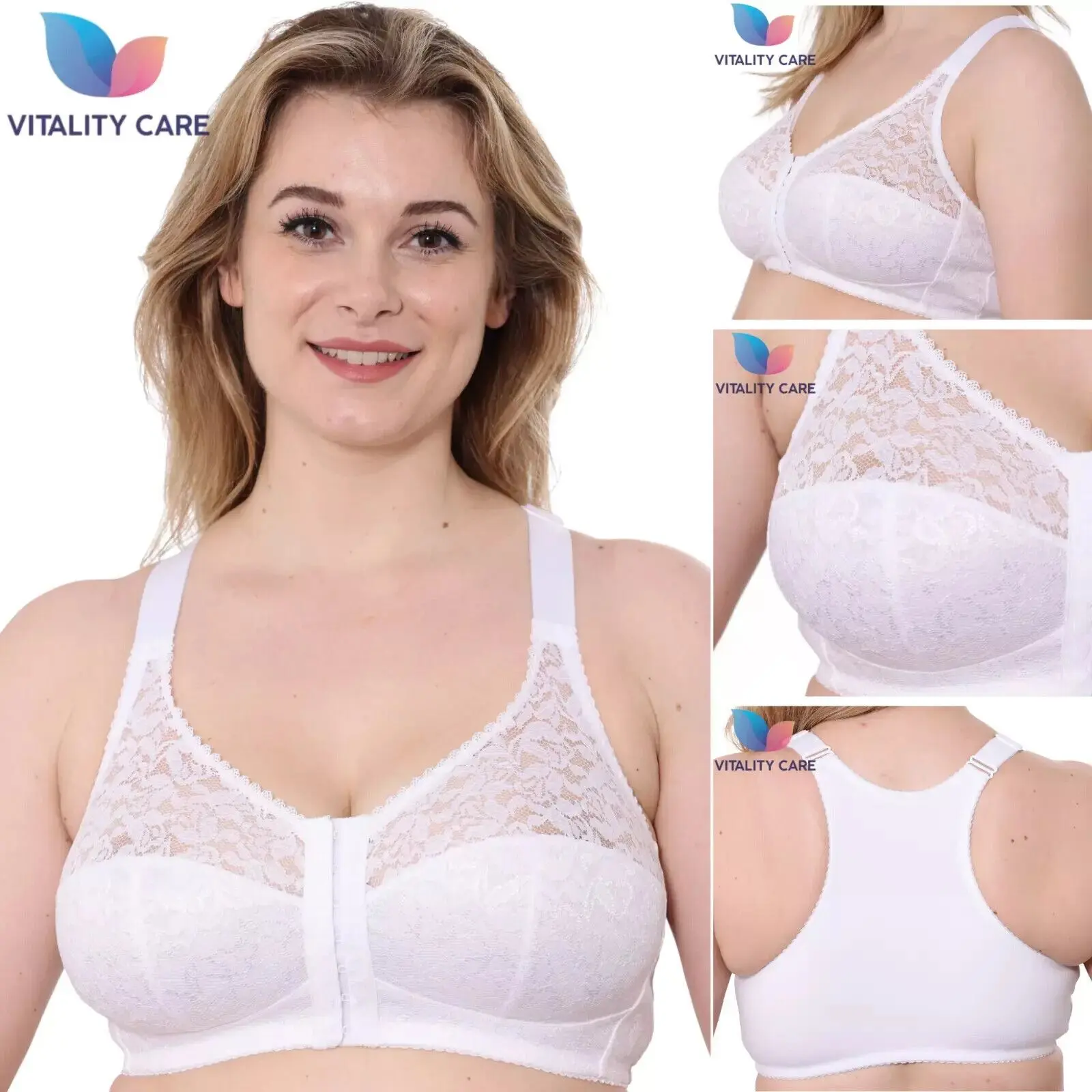 GEM Front Fastening Bra Cotton Rich Plus Size Non Wired Firm Support UK - Fabric, Comfort