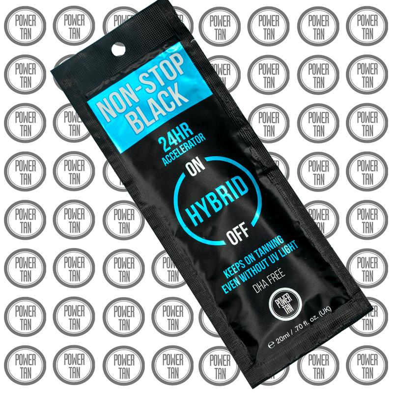 Power Tan Non-Stop Black (DHA FREE) 24hr Hybrid Sunbed Tanning Accelerator Lotion Cream Self Tan Tanning Applicator Skincare 1