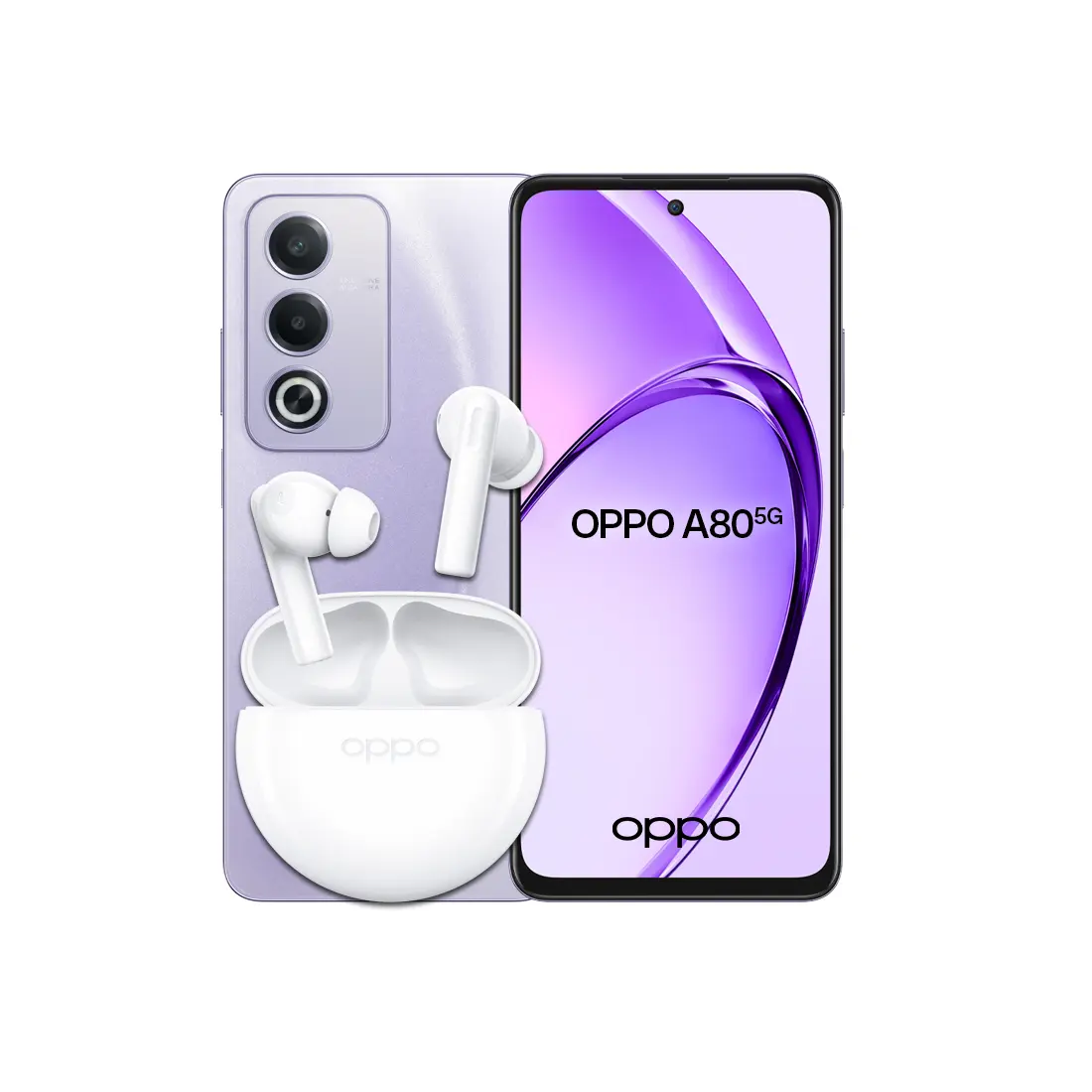 OPPO A80 5G + Enco Buds 2 Bundle - 8+256GB - 6.67" HD+ 50MP Camera - Mobile Phone Smartphone Cellphone