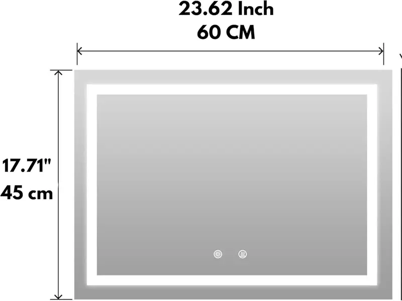 LED  Mirror with 3 Colors Dimmable Switch and Demister Pad, 500x700mm Wall Mounted Vanity Mirror led  mirror  wall mirrors 3