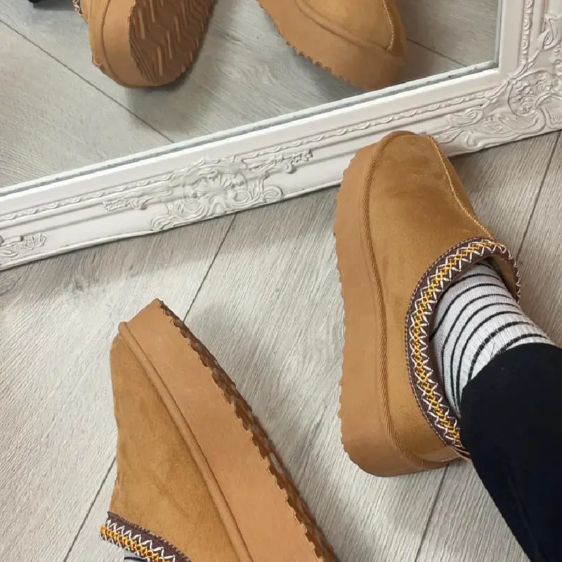 Women's Aztec Faux Suede FLAT Slippers Thermal Slip on Outdoors Indoors Winter outdoor 4