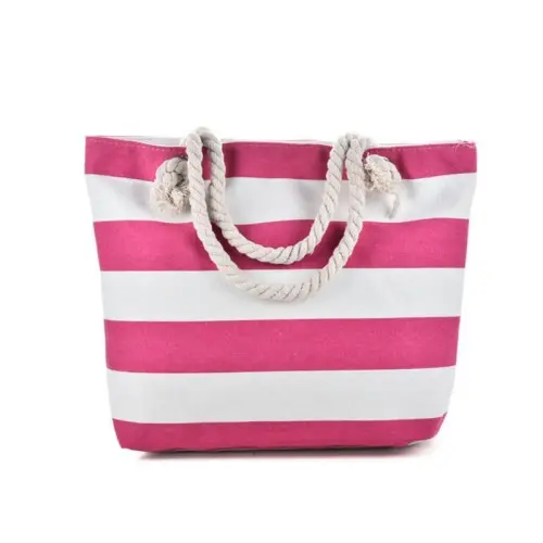 Ladies Women's Large Stripe Tote Beach Bag Summer Holiday Casual Shoulder & Handheld Bag 4
