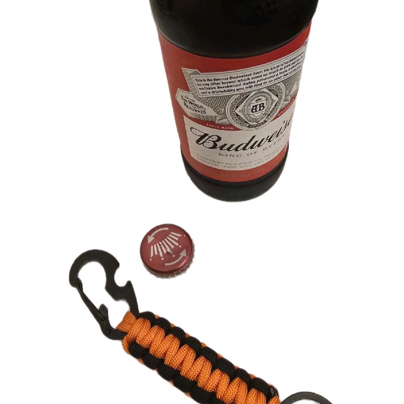 Paracord Keychain with Bottle Opener and Snaphook - Key Holder Accessory Orange and Black. 2
