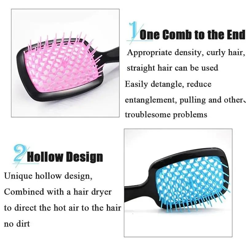Detangling Hairdressing Comb Anti-Static Hollow Out Hair brush Scalp Massage Hair brush For All Hair Types Haircare Heatless tangleangel brush 1
