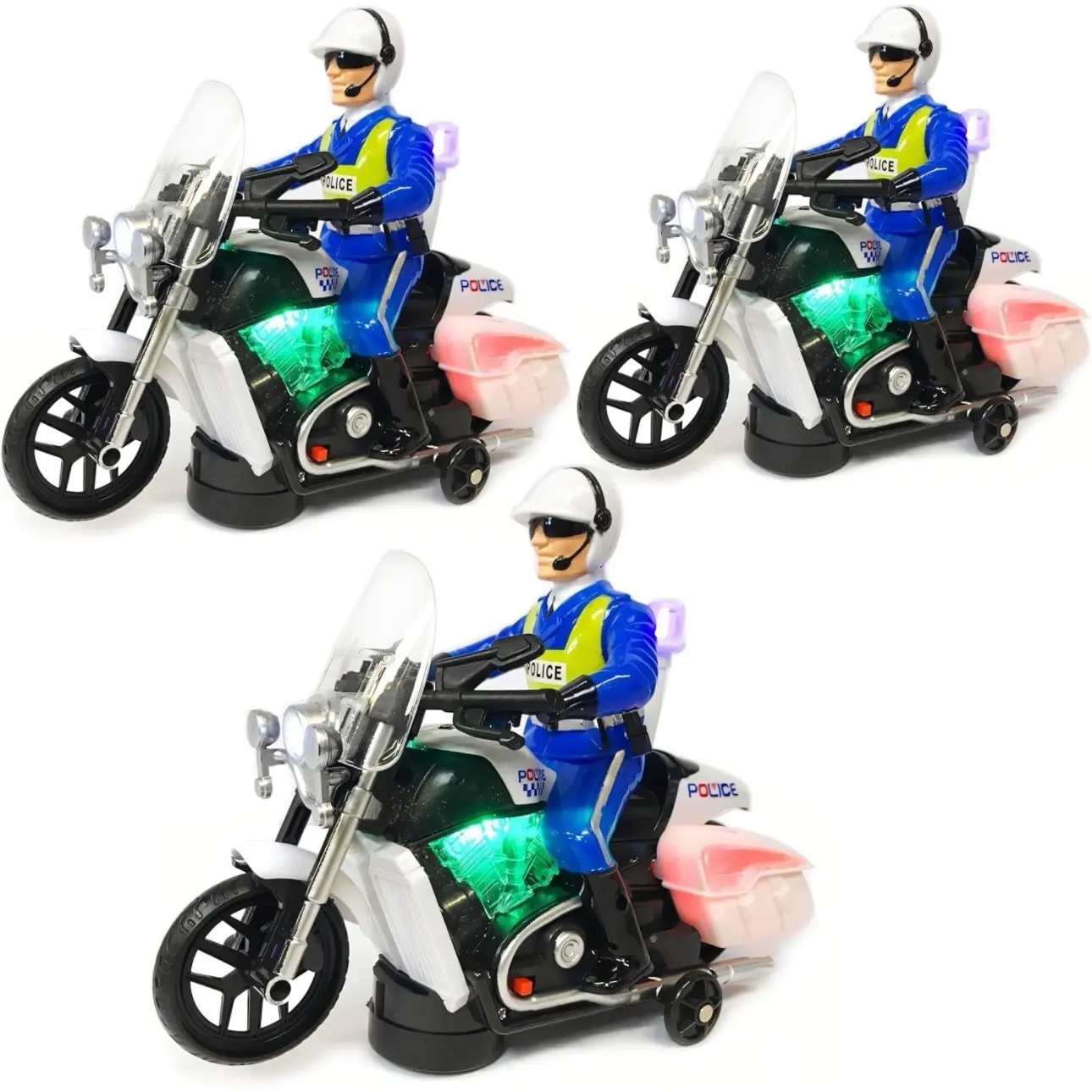 Police Motorcycle with Lights and Sound - Police Patrol Motorcycle - Bump and Go Police Motorcycle Toy - Light and Rider for Kids - 2688B