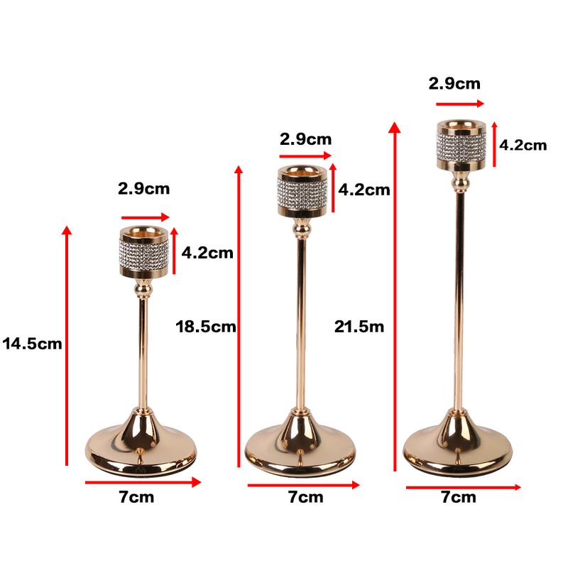 Product Introduction of Gold Candlestick Holder Set of 3 for Taper Candle - Metal Decorative Candle Holder for Fireplace, Mantel, and Dining Table - Ornaments Ornaments Antique Iron Box 5