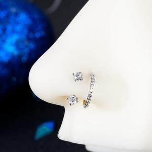 Oufer 20G Horseshoe Internally Threaded AAA+ Grade CZ Nostril Cartilage Lobe Piercing Ring Inner Diameter 7mm 8mm 9mm 316L Stainless Steel