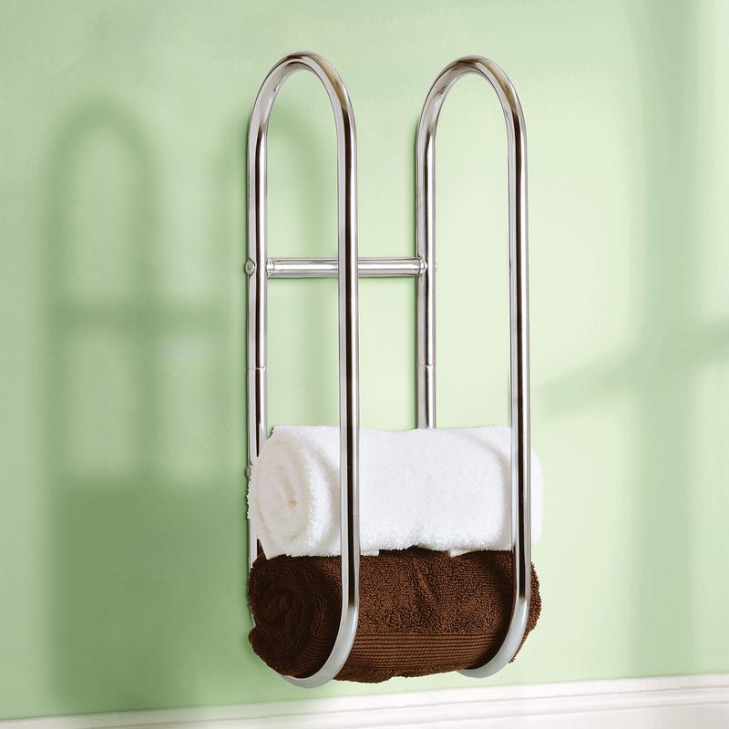 Chrome Plated Wall Mounted Bathroom Towel Rail Holder Storage Organiser Rack Stainless Steel Shelf – Holds 4-5 Towels 2