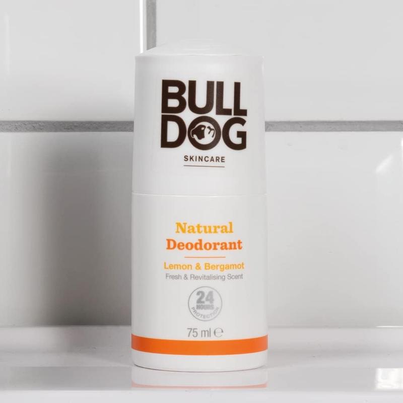 BULLDOG SKINCARE - Lemon and Bergamot Roll On Natural Deodorant For Men 75 ml Body Care Blend Gentle Pack Scented Aroma Cosmetic Cleanser 5