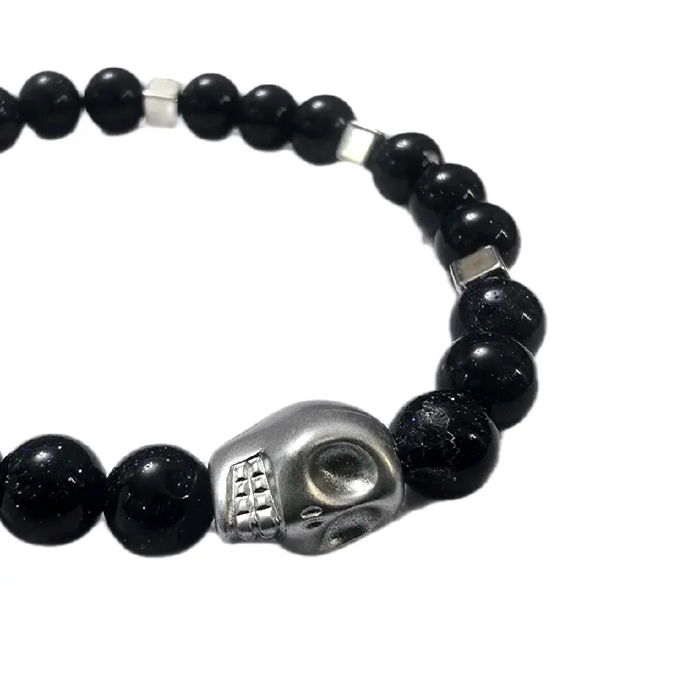 Men's Skull Bracelet - Fashion Accessory # Valentine's #gifts for him charm beaded jewelry