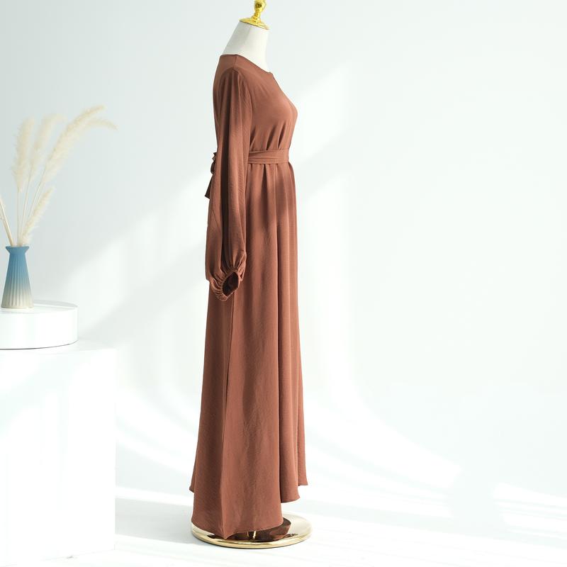 Product Introduction of HS1175 Front Zipper with Pocket Abaya in Crepe Fabric Party Abaya Dress 15