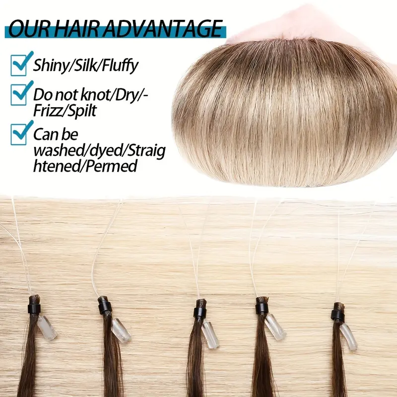 50 Strands Invisible Micro Nano Beads, 100% Human Hair Extensions - Thick Micro Ring Loop, 50g Pack, Versatile Lengths (40.64cm-60.96cm) for Fuller, Longer Hair 3