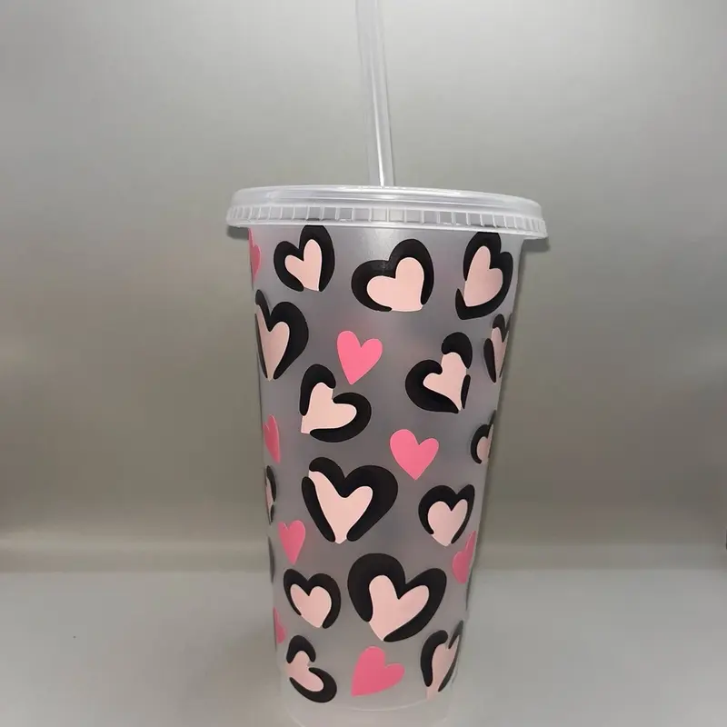Love Hearts Cold Cup. Valentines , Pink Hearts Birthday, Wedding, Hen Party Gift 2