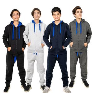 NOROZE Unisex Boys Tracksuit Set Kids Casual Contrast Fleece Jogging Pant With Zip Up Hoodie Girls Loungewear Loose Fit Full Tracksuit Set UK Size 5-13 Years