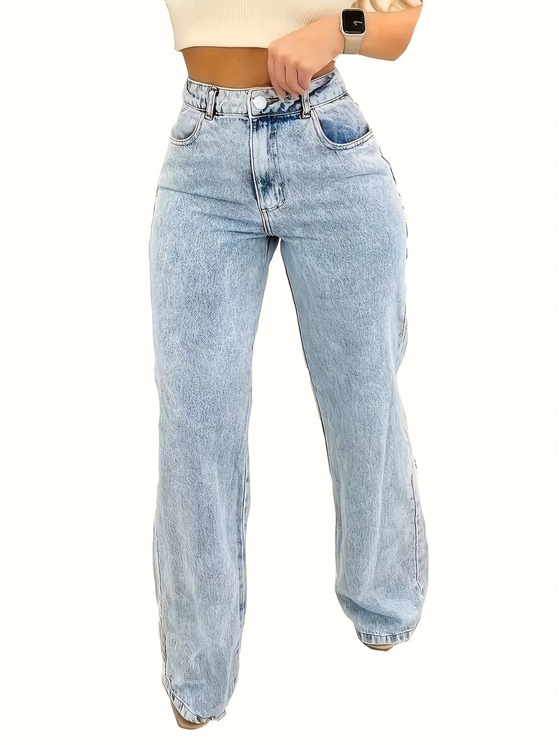 Product Introduction of Ultra-Comfortable High-Waisted Stretchy Jeans for Women - Four-Season Cotton Polyester Blend Straight Leg Pants with Snowflake Pattern, Machine Washable, Breathable, and Soft Fabric for Everyday Wear 3