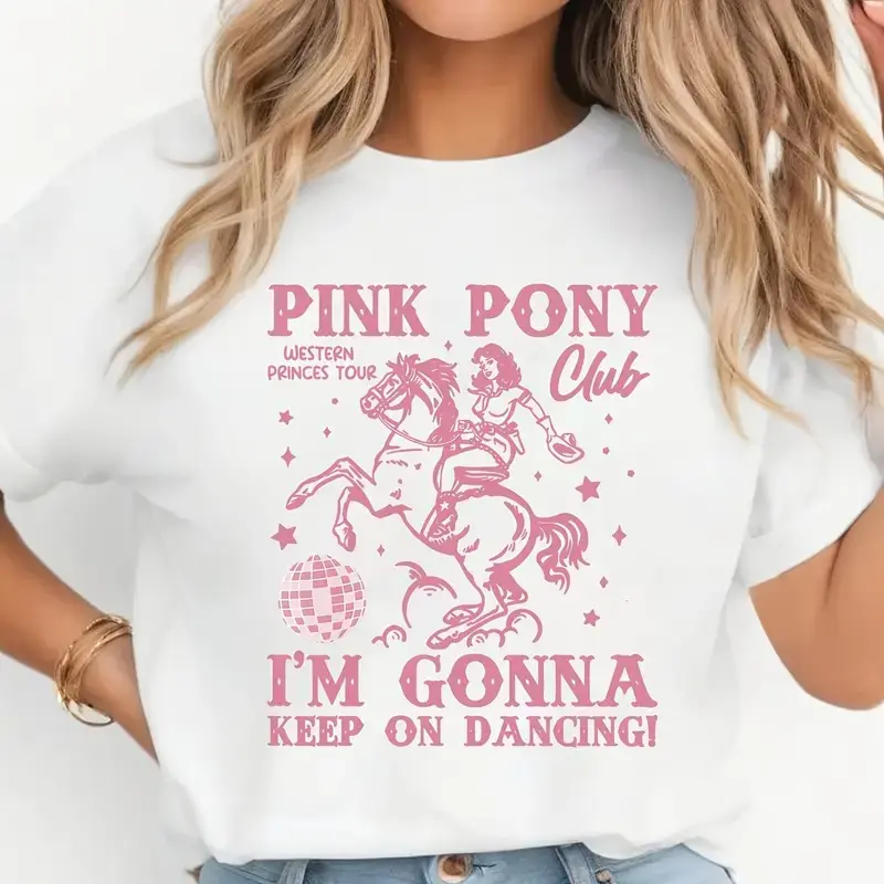 Pink Pony Club Midwest Princess Tour Graphic Print T-Shirt, Vintage Aesthetic Music Tee, Concert Merch Outfit