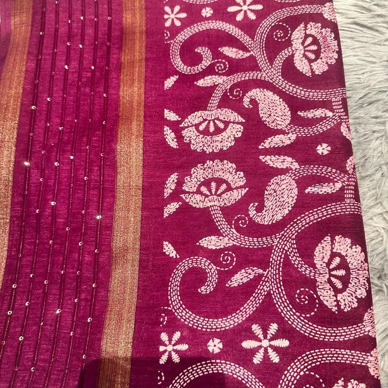 Women's Printed Flora Saree with Sequence Border for Formal Occasions - Womenswear 4