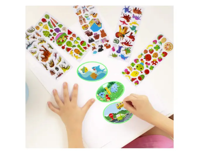 3D Stickers for Kids Toddlers Vivid Puffy Kids Stickers 24 Different Sheets Over 550, Coloured 3D Stickers for Boys Girls Teachers as Reward, Gift, Craft Scrapbooking 3