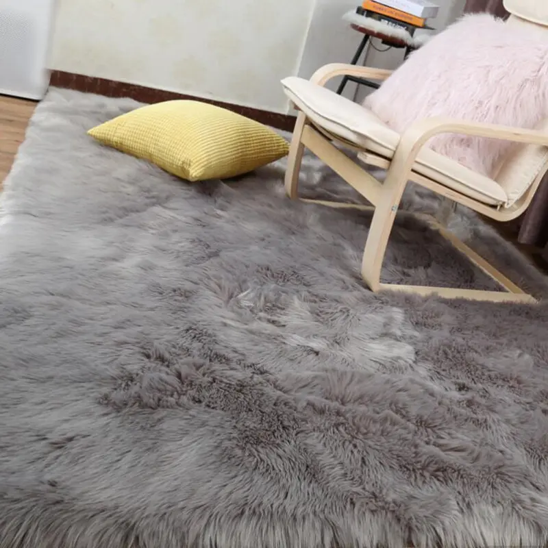Luxurious Faux Sheepskin Area Rug - Soft, Fluffy & Machine Washable for Bedroom and Living Room Decor, White 6
