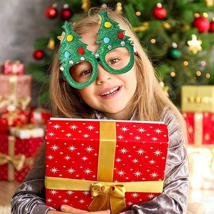 Christmas Glasses to Wear, 6 Pieces Christmas Glitter Party Glasses Fancy Dress Costume Decoration for Kids Adults Masks Pack 4