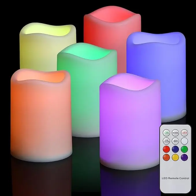 Colour Changing LED Candle Set with Remote - Flameless Flickering Wax Mood Lighting for Indoor Ambiance