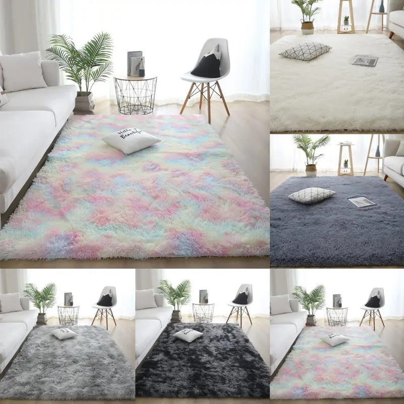 Fluffy  Large Shaggy Rugs for Living Room Bedroom Soft Carpet Floor Mat Indoor Cotton Plaid 4