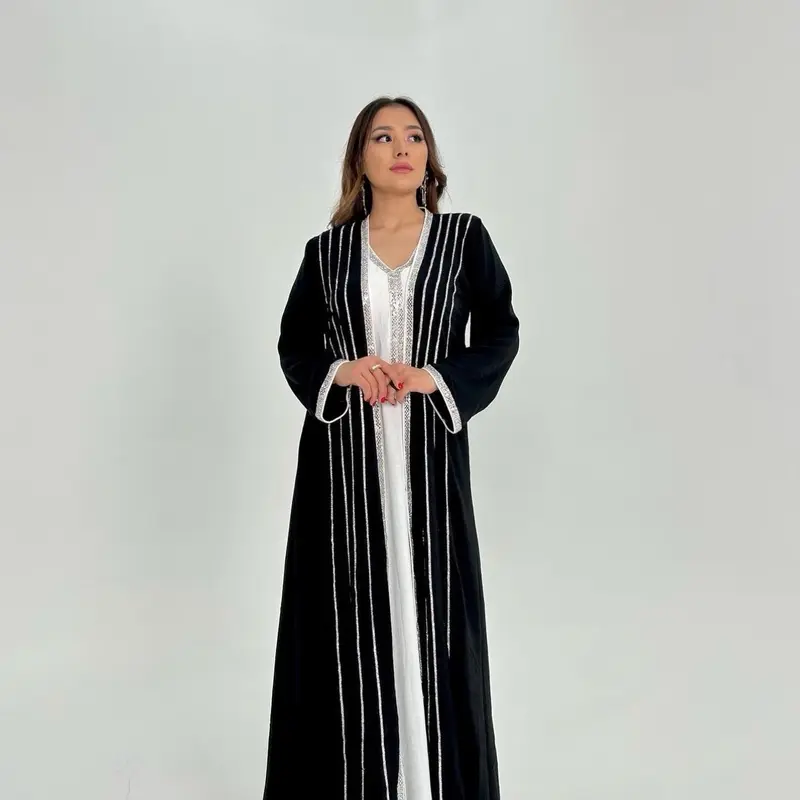 Kalisha Abaya - Beautiful 4 Piece Women's Islamic Clothing Set with Dress, Kimono, Scarf, and Belt 6