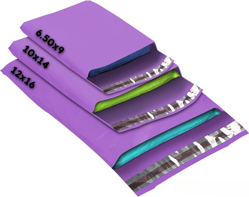 75 Mixed Size Purple Mailing Bags, Self Seal 3 Size Strong Waterproof Poly Plastic Envelopes for Parcels, Packaging, Small, Medium, Large Mail, Shipping Delivery Bags 0
