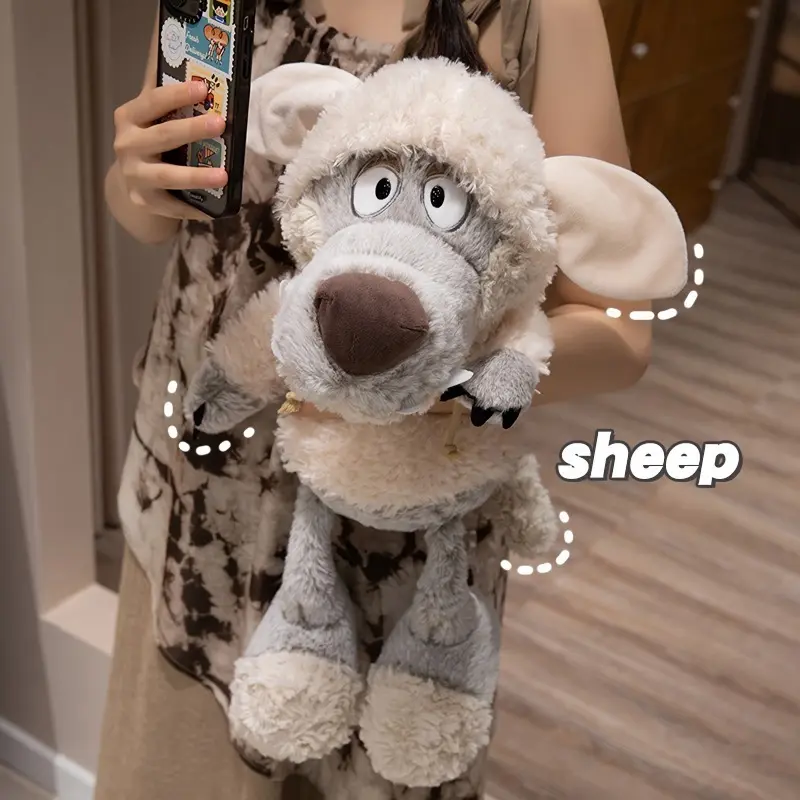 Cuddly Wolf in Sheep's Clothing Plush Toy - Soft Polyester Stuffed Animal, Cartoon-Inspired Decor, Perfect Gift for Youngsters 0-3 Years - Anime Game Character Doll 4