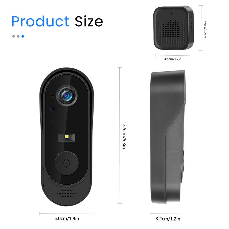 Wi-Fi Smart Video doorbell Phone Security Camera  Wireless with Motion Detection, Night Vision, Cloud Storage, Two Way Audio, Chime Ringer Included ，IP65 Waterproof 8