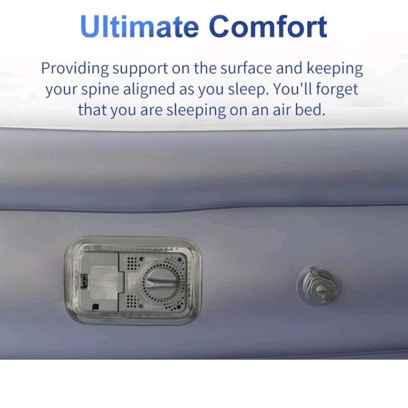 Double Inflatable Air Bed with Built-In Pump, 152 x 203 cm, Dual-Layer Soft Top, External Valve, 48CM High, Durable Construction, Versatile Use 6