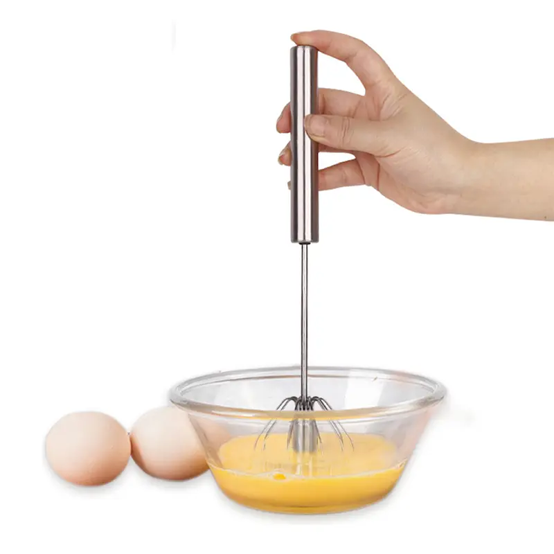 Pack of 2 Stainless Steel Hand Press Whisk Effortless Mixing: Metal Hand Press Egg Whisk Beater Fast & Easy Egg Beating Quick Press Egg Whisk Durable Metal Hand Beater Whisk Like a Pro Kitchen Utensils Coffee Spinning Coffee Spinning Stirring Mixer