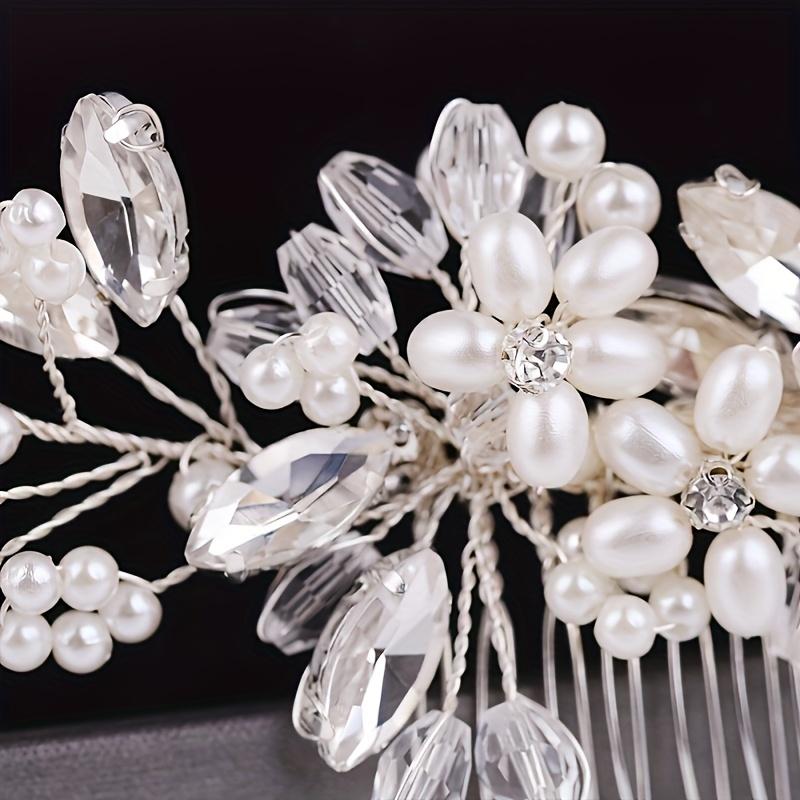 Beautiful White Pearl 1Pc Wedding Comb - Bridal Headdress, Hair Comb For Bridal 5