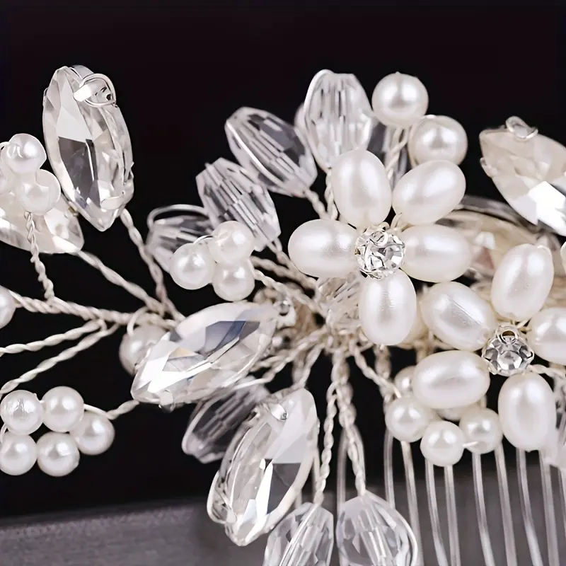 Beautiful White Pearl 1Pc Wedding Comb - Bridal Headdress, Hair Comb For Bridal 5