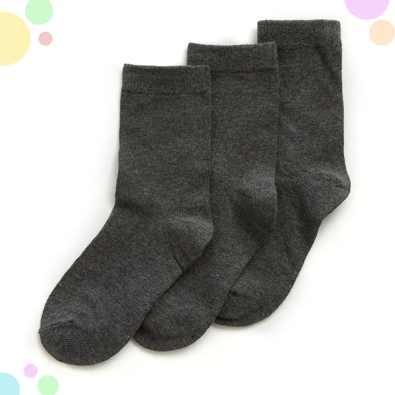 3 Pairs Kids Boys Girls Unisex Plain Cotton Rich School Sock Uniform Calf Socks Size UK from 6-8.5 up to 4-6.5 5