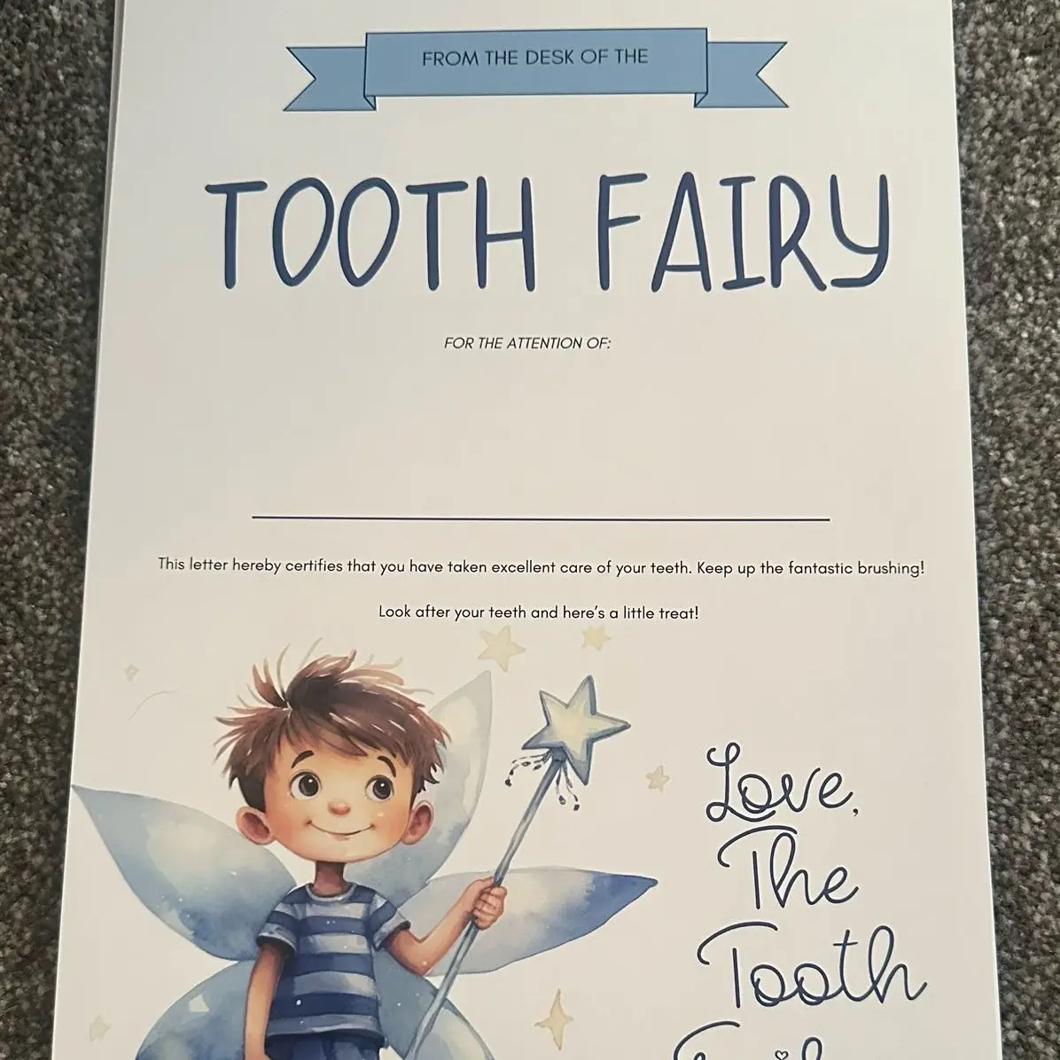 Tooth Fairy Certificate