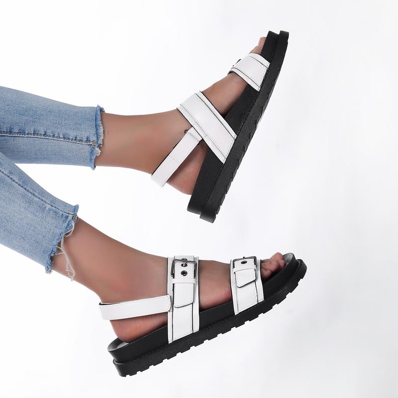 Product Introduction of SHOOFANZ Women's Double Buckle Flat Sandals Women's Fashion Comfortable Summer Shoes Women's Outdoor Non-slip Sandals Ladies Fashion Casual Slippers 11