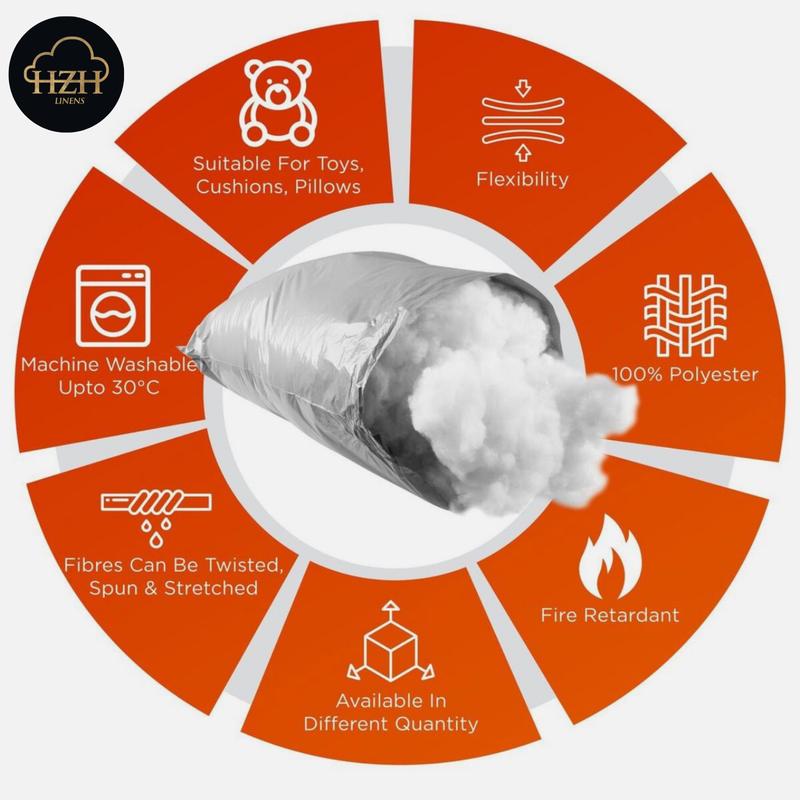 HZH Linens Soft Hollow Fibre Pollyester Stuffing for Pillows, Cusions and Toys - Perfect for Comfortable Sleep 3