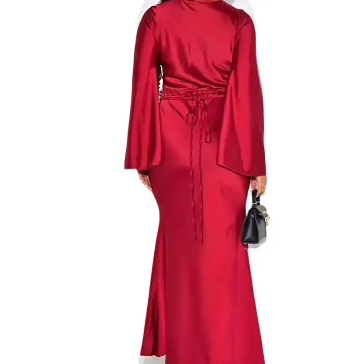 SATIN FLARED MAXI DRESS 2