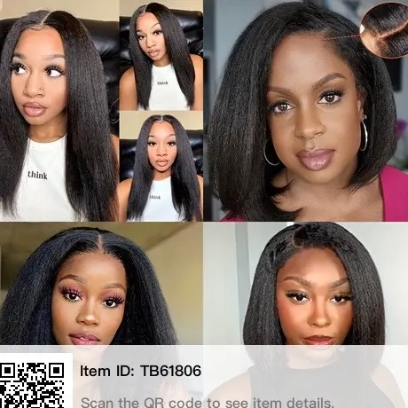 Yaki Straight Human Hair Wig - 180% Density - Glueless Frontal Wig - 10 Inch 2