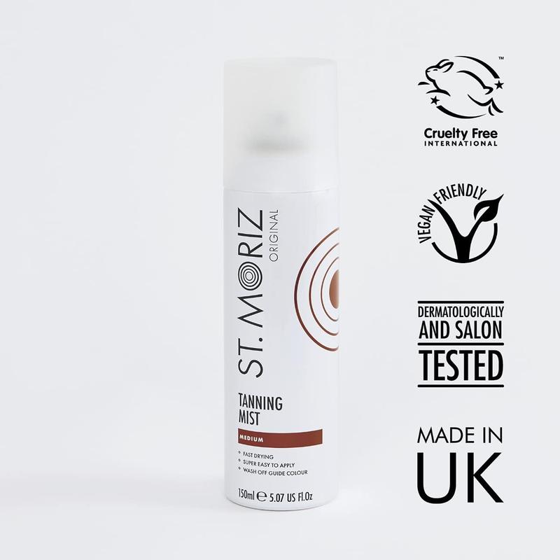St Moriz Original Instant Tanning Mist in Medium - Fast Drying, Vegan & Cruelty-Free Fake Tan Mist with Instant Wash-Off Guide Color for a Golden Glow - Dermatologically Tested - 150ml Skincare 4