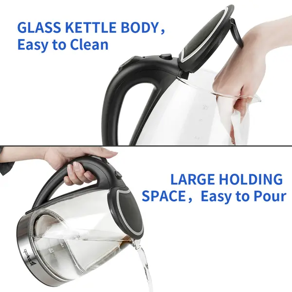 [Same model: 94353526] HD-1857-A 220V 2000W 1.8L Electric Glass Kettle UK Plug 6