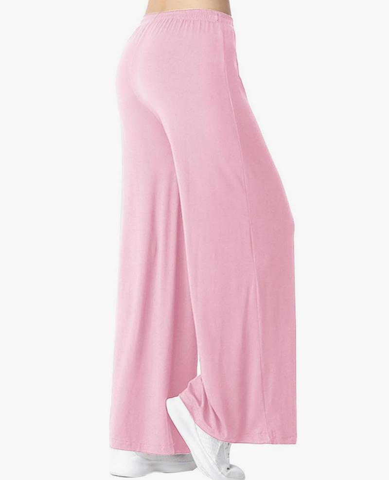 Product Introduction of Fashion luva Women Wide Leg Trousers Elastic High Waist Palazzo Plus Size Pants Ladies Casual Tummy Control Flared Yoga Pants Solid Stretchy Loose Bell Bottoms Sports Fitness Workout Office Bootcut Pants Womenswear Underwear Comfort Basic 3
