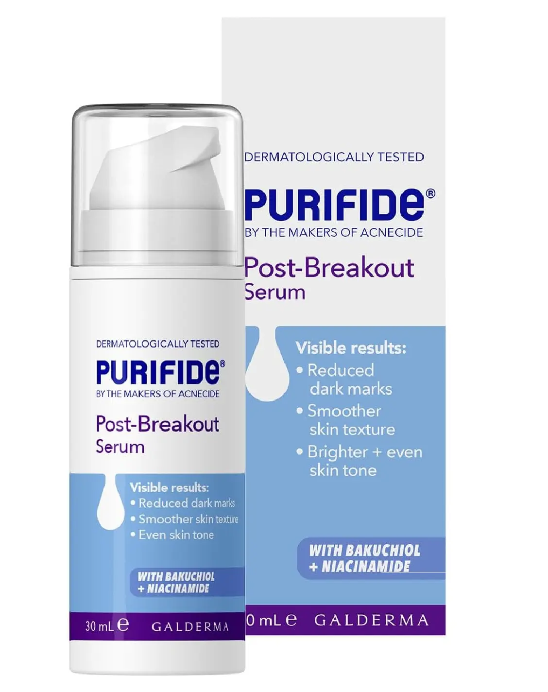 Purifide by Acnecide Post-Breakout Niacinamide Serum with Bakuchiol for Acne Prone Skin & Blemish Control 30ml