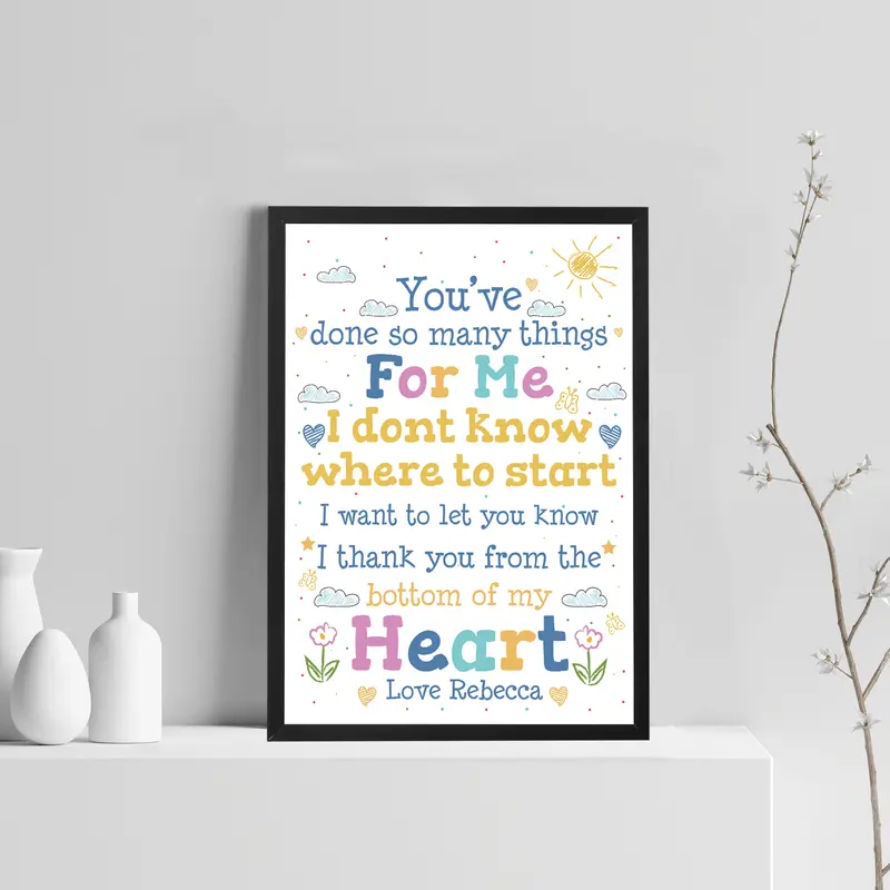 Special Thank ou Gift Framed Poem Print Teacher Mentor Volunteer 4