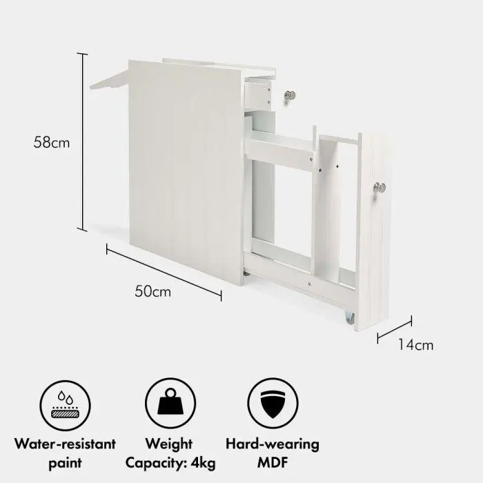 VonHaus Holbrook White Slim Bathroom Storage Unit, Slim Bathroom Box, 2-Drawer Storage Unit, Water Resistant Coating【UK SELLER】 4